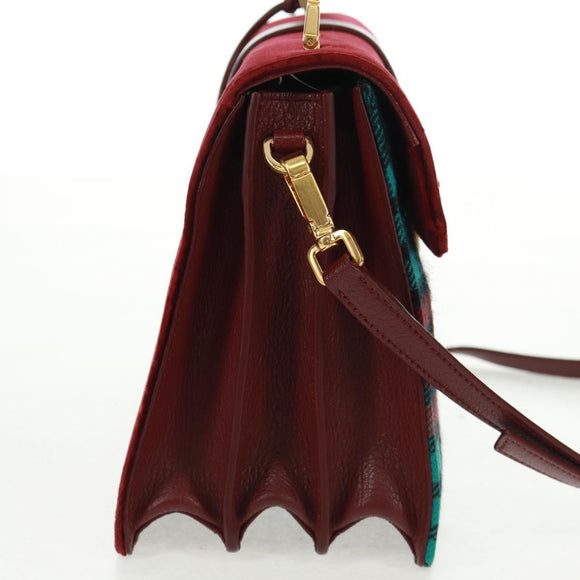 Miu Miu Hand Bag Velor 2way Red Gold Auth 162863SAV