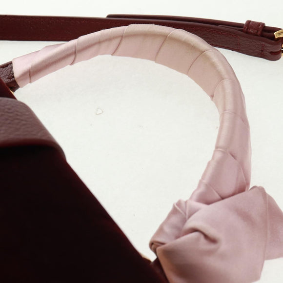 Miu Miu Hand Bag Velor 2way Red Gold Auth 162863SAV