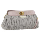 Miu Miu Matelasse Shoulder Bag Leather Gray Gold Auth 162864-1