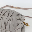 Miu Miu Matelasse Shoulder Bag Leather Gray Gold Auth 162864-9