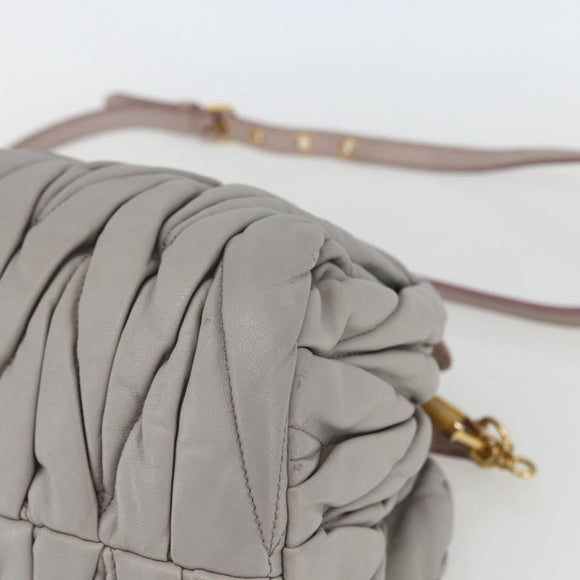 Miu Miu Matelasse Shoulder Bag Leather Gray Gold Auth 162864