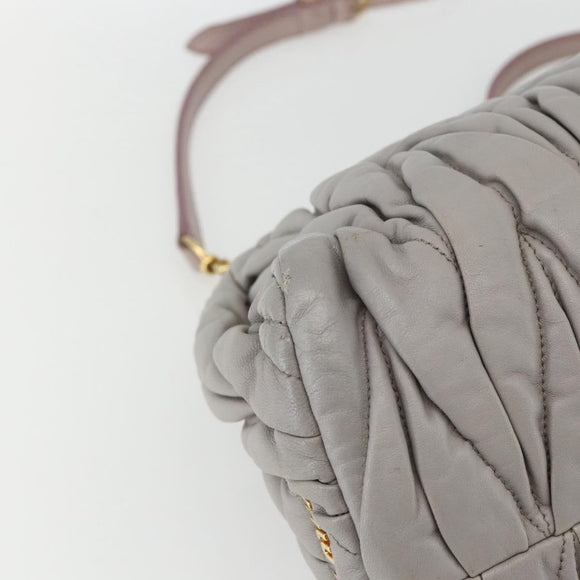 Miu Miu Matelasse Shoulder Bag Leather Gray Gold Auth 162864
