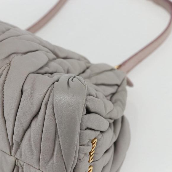 Miu Miu Matelasse Shoulder Bag Leather Gray Gold Auth 162864