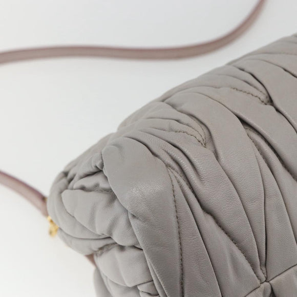 Miu Miu Matelasse Shoulder Bag Leather Gray Gold Auth 162864