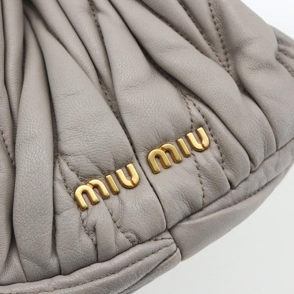 Miu Miu Matelasse Shoulder Bag Leather Gray Gold Auth 162864
