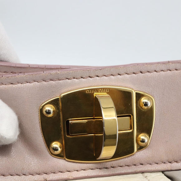 Miu Miu Matelasse Shoulder Bag Leather Gray Gold Auth 162864