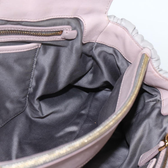 Miu Miu Matelasse Shoulder Bag Leather Gray Gold Auth 162864