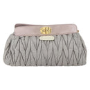 Miu Miu Matelasse Shoulder Bag Leather Gray Gold Auth 162864-13