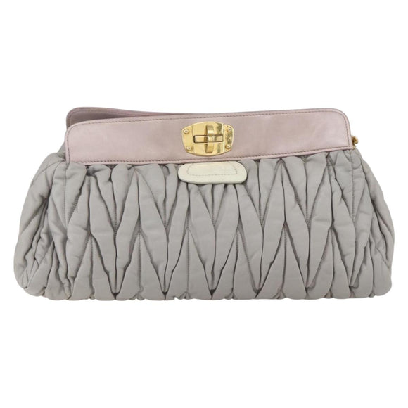 Miu Miu Matelasse Shoulder Bag Leather Gray Gold Auth 162864