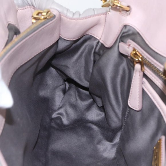 Miu Miu Matelasse Shoulder Bag Leather Gray Gold Auth 162864
