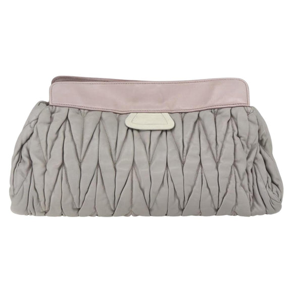 Miu Miu Matelasse Shoulder Bag Leather Gray Gold Auth 162864