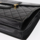 SAINT LAURENT Shoulder Bag Leather Black Gold Auth 162867-11