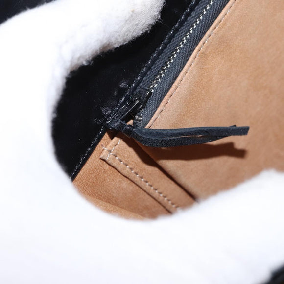 SAINT LAURENT Shoulder Bag Leather Black Gold Auth 162867