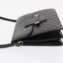 SAINT LAURENT Shoulder Bag Leather Black Gold Auth 162867-5