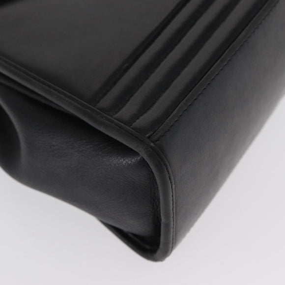 SAINT LAURENT Cassandra Hand Bag Leather Black Gold Auth 162868