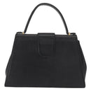 SAINT LAURENT Cassandra Hand Bag Leather Black Gold Auth 162868-2