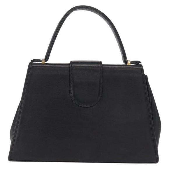 SAINT LAURENT Cassandra Hand Bag Leather Black Gold Auth 162868