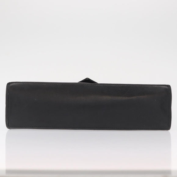 SAINT LAURENT Cassandra Hand Bag Leather Black Gold Auth 162868