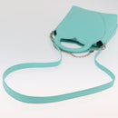 TIFFANY&Co. Hand Bag Leather 2way Peppermint Silver Auth 162869SM-9