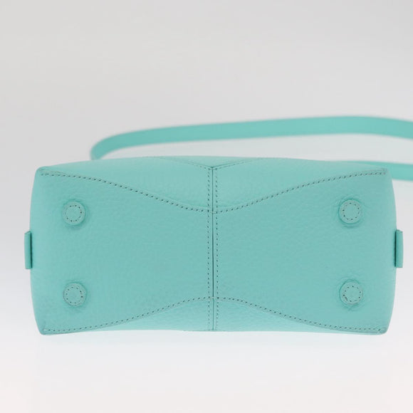 TIFFANY&Co. Hand Bag Leather 2way Peppermint Silver Auth 162869SM