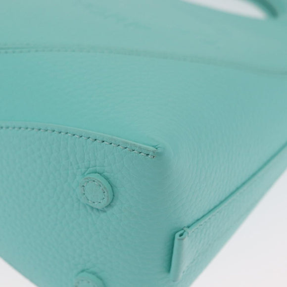 TIFFANY&Co. Hand Bag Leather 2way Peppermint Silver Auth 162869SM