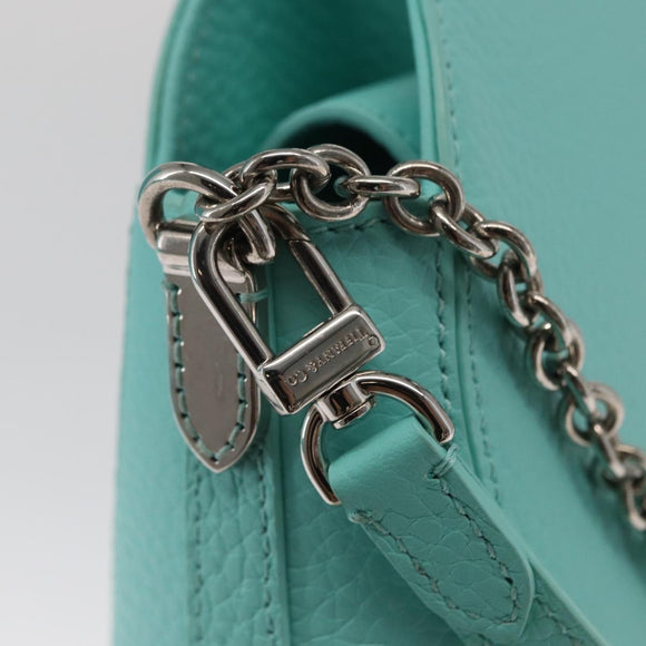 TIFFANY&Co. Hand Bag Leather 2way Peppermint Silver Auth 162869SM