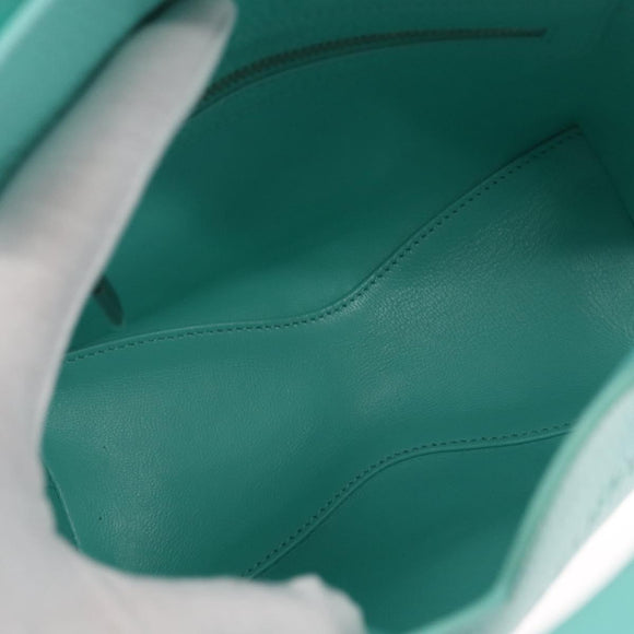 TIFFANY&Co. Hand Bag Leather 2way Peppermint Silver Auth 162869SM