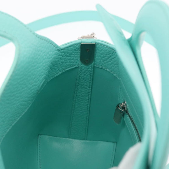 TIFFANY&Co. Hand Bag Leather 2way Peppermint Silver Auth 162869SM