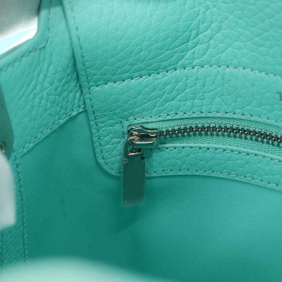 TIFFANY&Co. Hand Bag Leather 2way Peppermint Silver Auth 162869SM