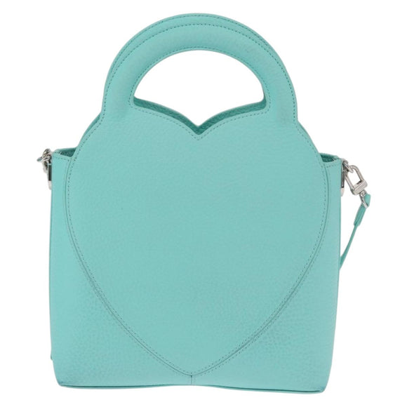 TIFFANY&Co. Hand Bag Leather 2way Peppermint Silver Auth 162869SM