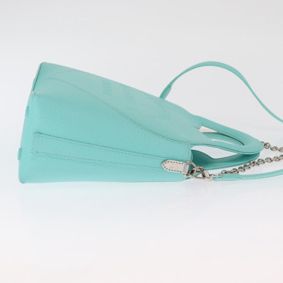 TIFFANY&Co. Hand Bag Leather 2way Peppermint Silver Auth 162869SM