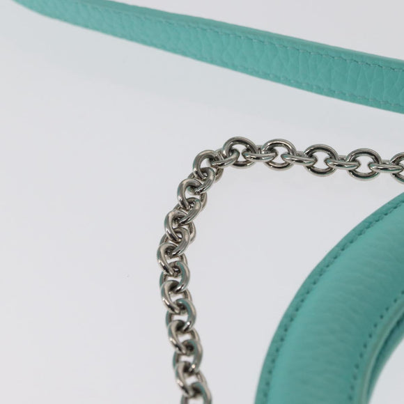 TIFFANY&Co. Hand Bag Leather 2way Peppermint Silver Auth 162869SM