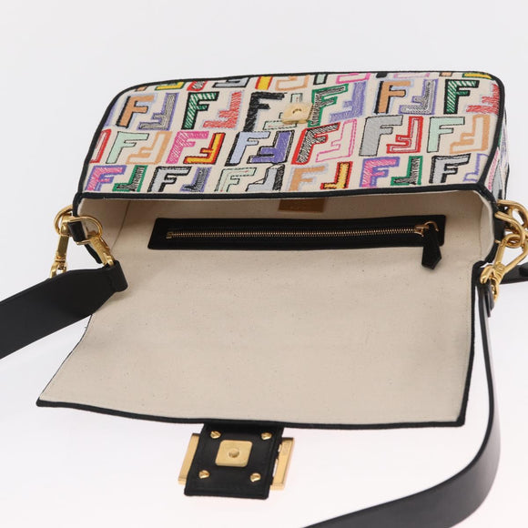 FENDI Zucca Canvas Mamma Baguette Umhängetasche Mehrfarbig Gold Auth 162870SM