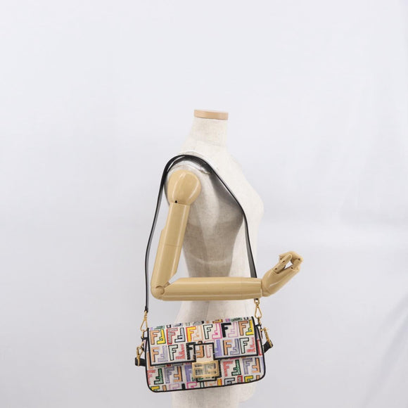 FENDI Zucca Canvas Mamma Baguette Umhängetasche Mehrfarbig Gold Auth 162870SM