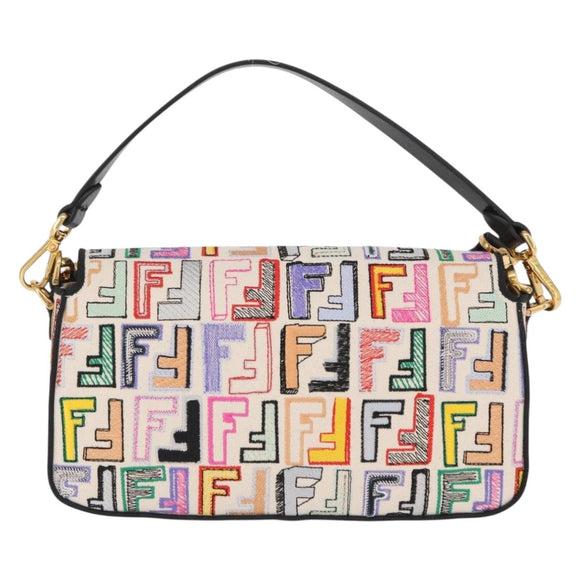 FENDI Zucca Canvas Mamma Baguette Umhängetasche Mehrfarbig Gold Auth 162870SM