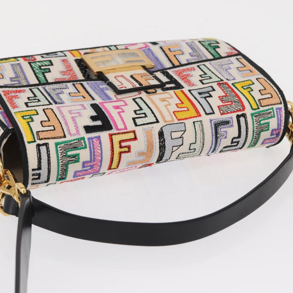 FENDI Zucca Canvas Mamma Baguette Umhängetasche Mehrfarbig Gold Auth 162870SM