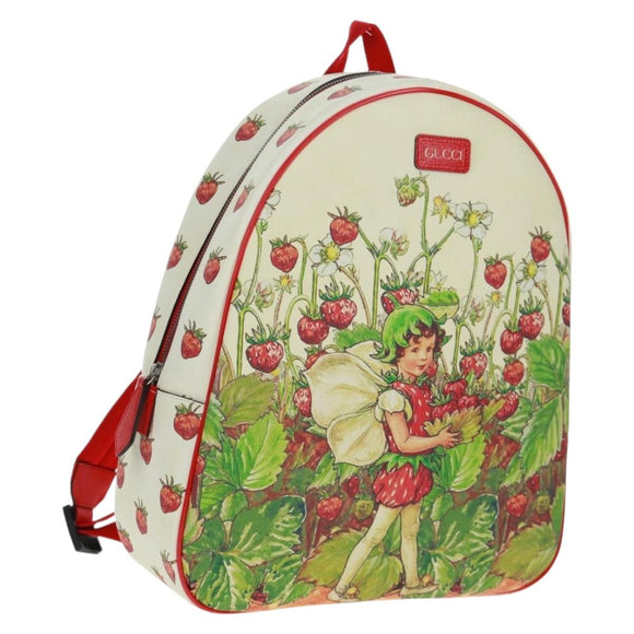 GUCCI Children's Strawberry Fairy Backpack PVC Red Silver 433578 Auth 162873SAM