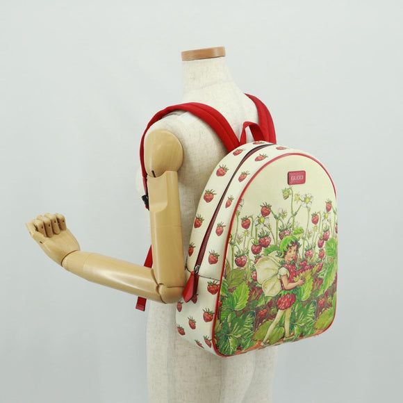 GUCCI Children's Strawberry Fairy Backpack PVC Red Silver 433578 Auth 162873SAM