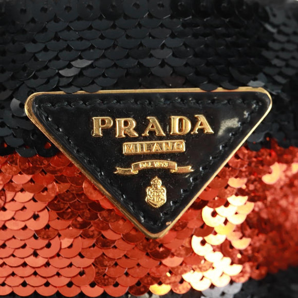 PRADA Pailletten Tragetasche Nylon Orange Schwarz Orig. 162878V