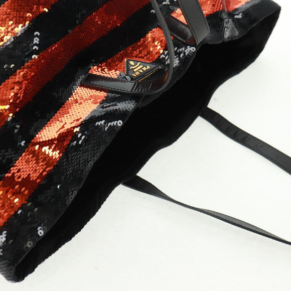 PRADA Pailletten Tragetasche Nylon Orange Schwarz Orig. 162878V