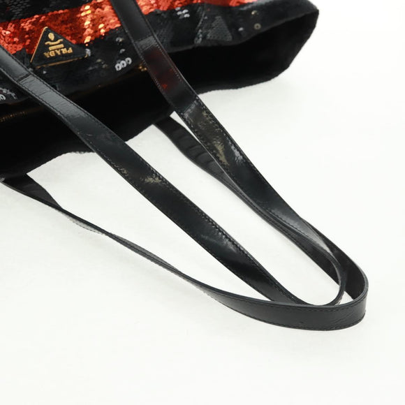 PRADA Pailletten Tragetasche Nylon Orange Schwarz Orig. 162878V