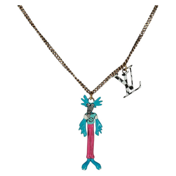 LOUIS VUITTON Zoom-kun LV Animals Necklace metal Gold Tone MP2928 Auth 162894M