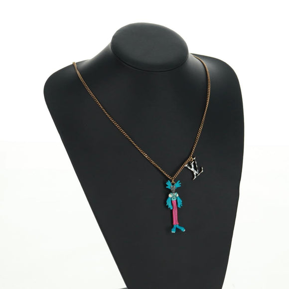 LOUIS VUITTON Zoom-kun LV Animals Necklace metal Gold Tone MP2928 Auth 162894M