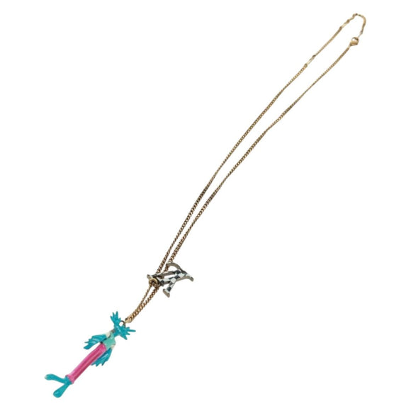 LOUIS VUITTON Zoom-kun LV Animals Necklace metal Gold Tone MP2928 Auth 162894M
