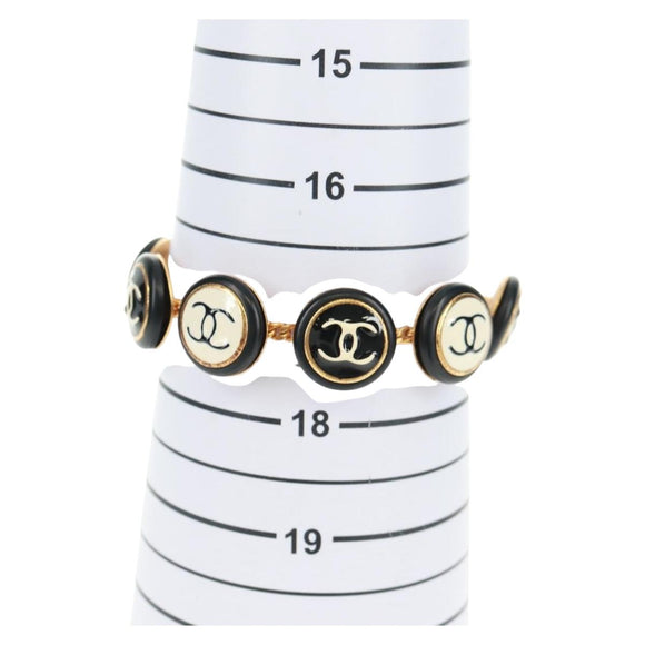 CHANEL Bracelet metal Black CC Auth 162895V