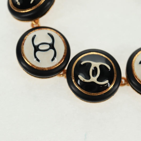 CHANEL Bracelet metal Black CC Auth 162895V