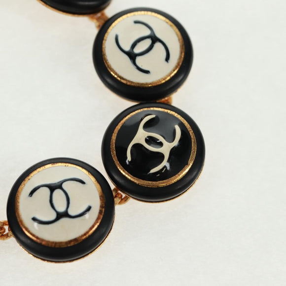 CHANEL Bracelet metal Black CC Auth 162895V