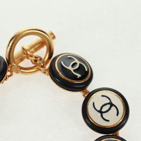 CHANEL Bracelet metal Black CC Auth 162895V
