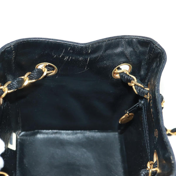 CHANEL Chain Hand Bag Raffia Red Gold CC Auth 162896V