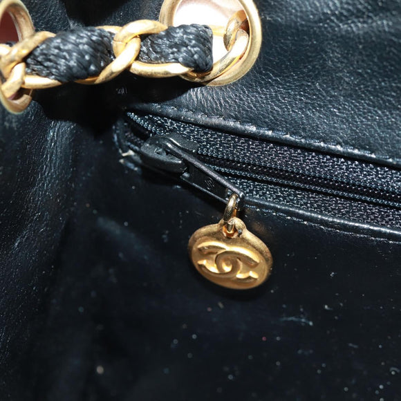 CHANEL Chain Hand Bag Raffia Red Gold CC Auth 162896V